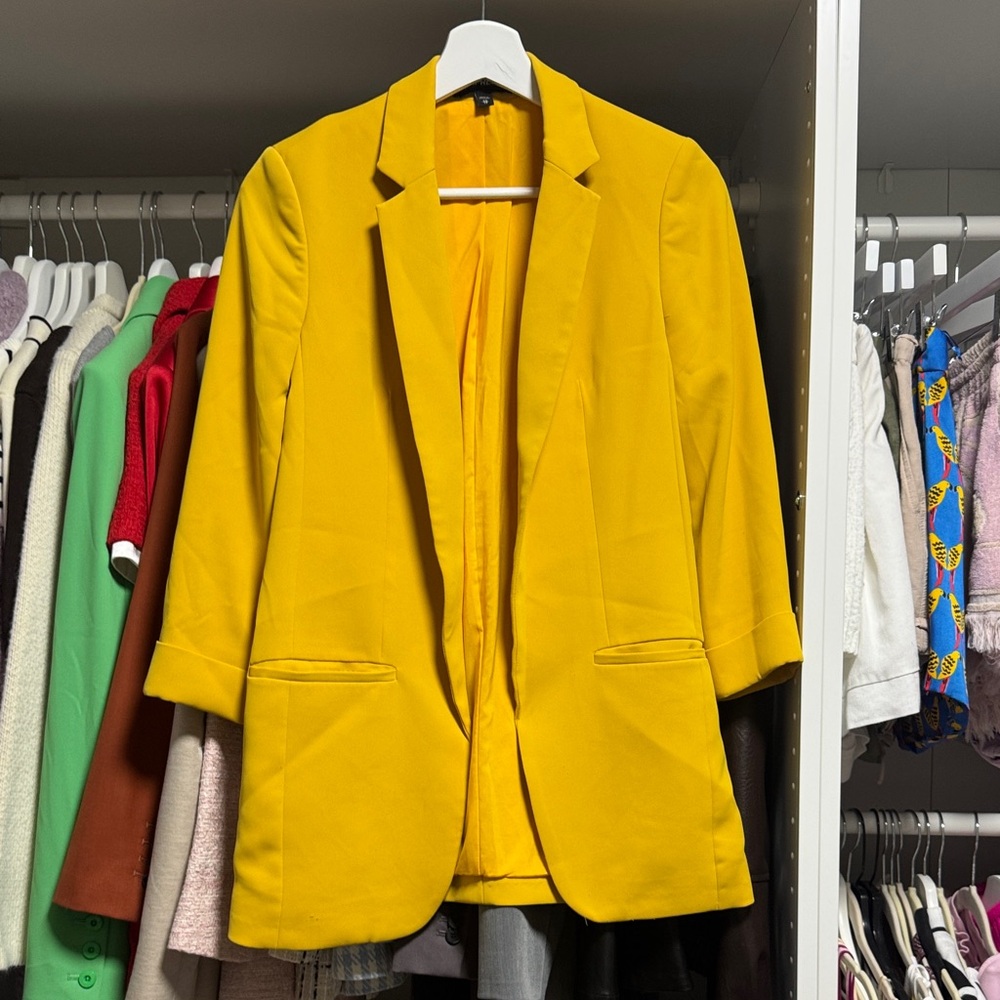 Express Mustard Yellow Open-Front Blazer Jacket